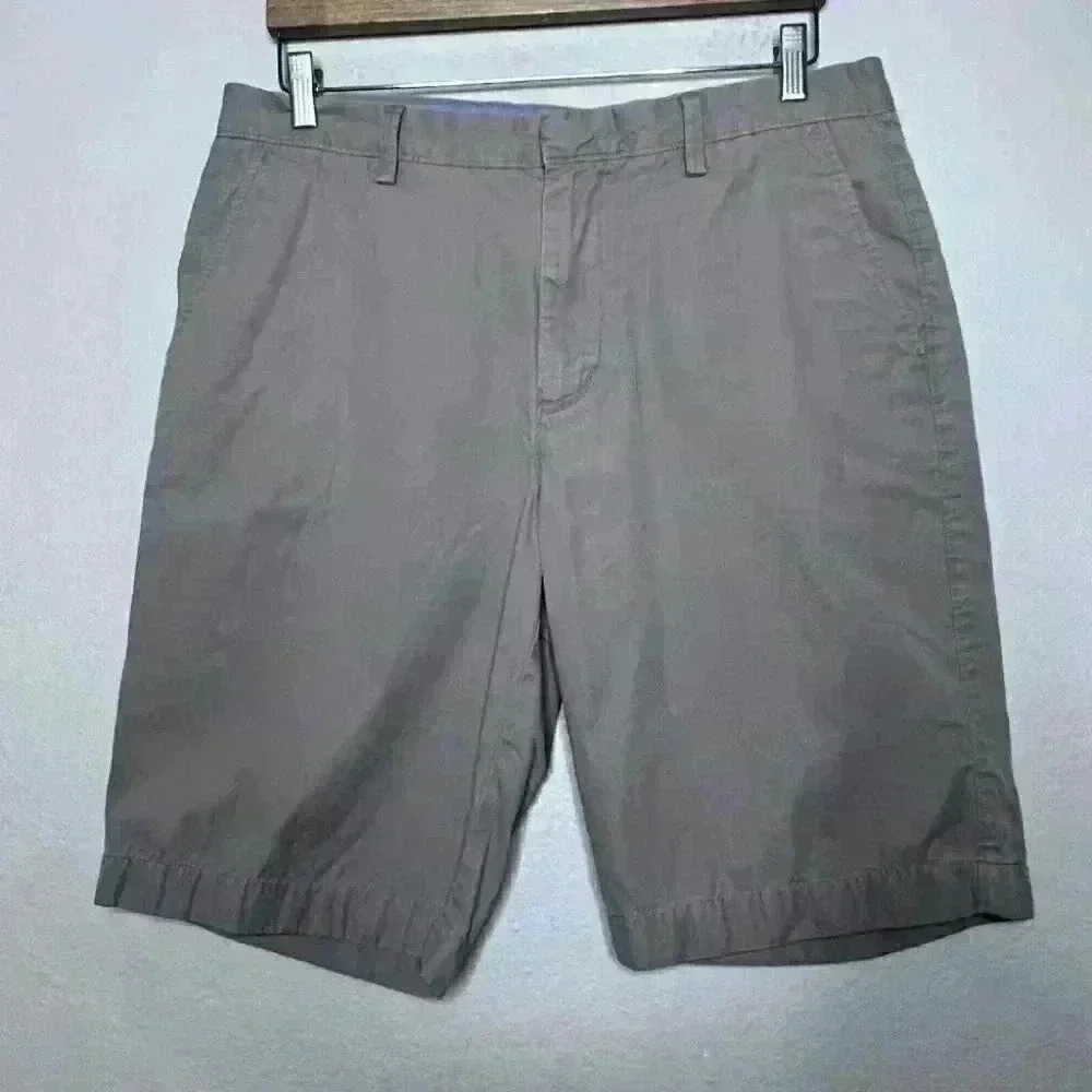 J.Crew Chino Shorts Cotton Solid Khaki Rivington. Flat Front Mens Size 34